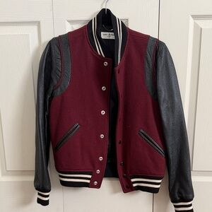 Saint Laurent Maroon and Black Bomber Jacket